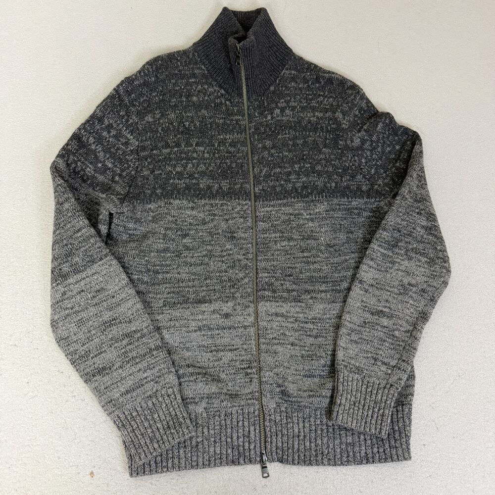 Banana Republic Merino Wool Full Zip Sweater Gray Ombre Italian Yarn Men’s L